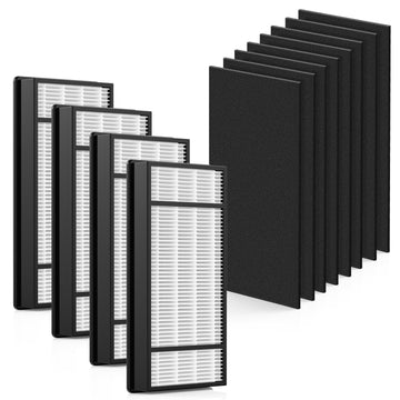 HRF-H1 Replacement Filter Compatible with Honeywell H, 4 HEPA + 8 Carbon Filters H Compatible with Honeywell HRF-H1 HRF-H2 Fits Model HPA050, HPA150, HPA060, HPA160, HHT055, HHT155 Series