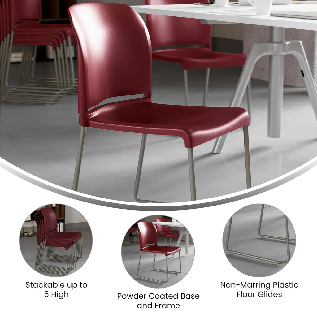 Flash Furniture Hercules Stack Chair, Burgundy, Set of 1