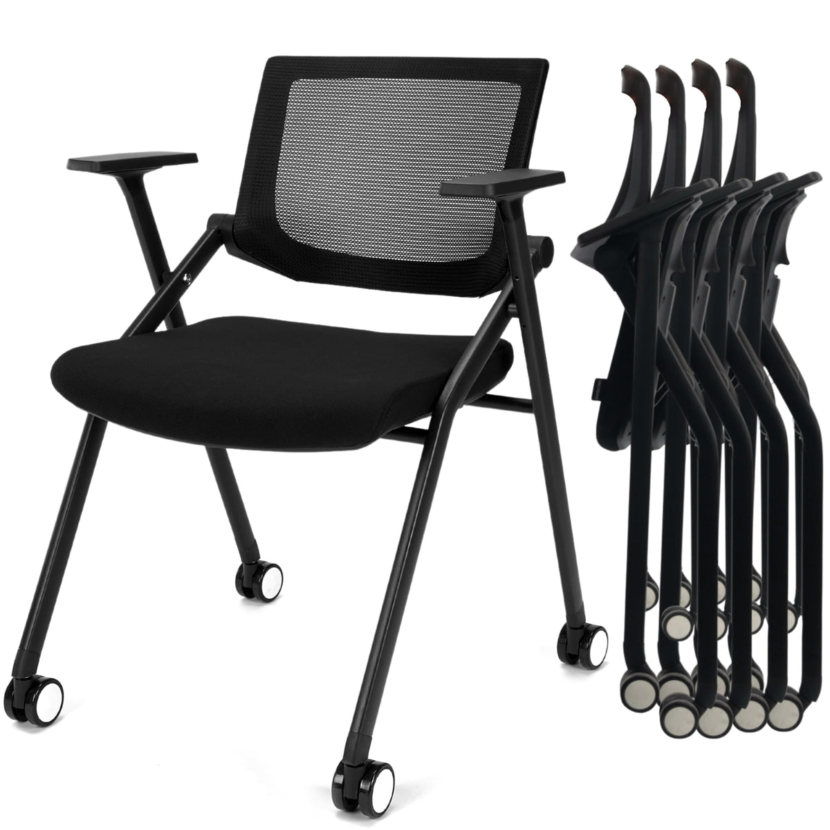 Brobriyo 1 Pack Conference Room Chairs with Wheels, Ergonomic Mesh Back and Arms for Meeting, Conference, Reception, Training Room & Home