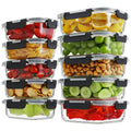 HOMBERKING 10 Pack Borosilicate Glass Meal Prep Containers with Locking Lids, Glass Food Storage Containers Set, Airtight Lunch Bento Boxes, BPA-Free & Leak Proof, 36oz & 14oz, Freezer, Oven Safe
