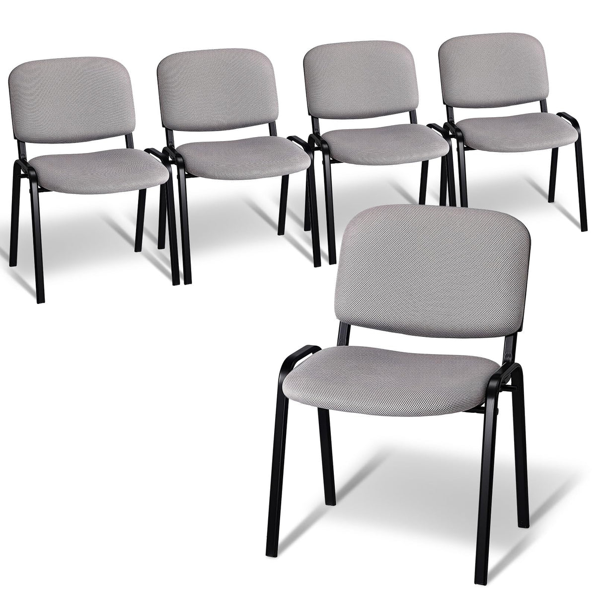Vingli 5-pack Waiting Room Chairs, Stackable Chair for Office, Mesh-grey, Mesh-gery