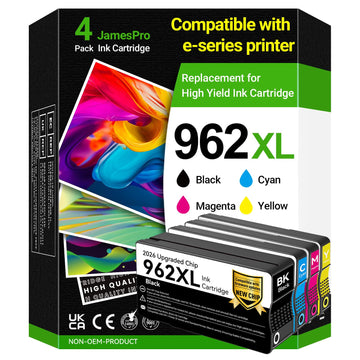 High Yield 962XL Ink Cartridges Combo Pack Replacement for HP 962 Ink Cartridges Compatible with HP OfficeJet 9015e 9010 9015 9025e 9018e 9020 9025 9018 Printer (Black Cyan Magenta Yellow, 4-Pack)
