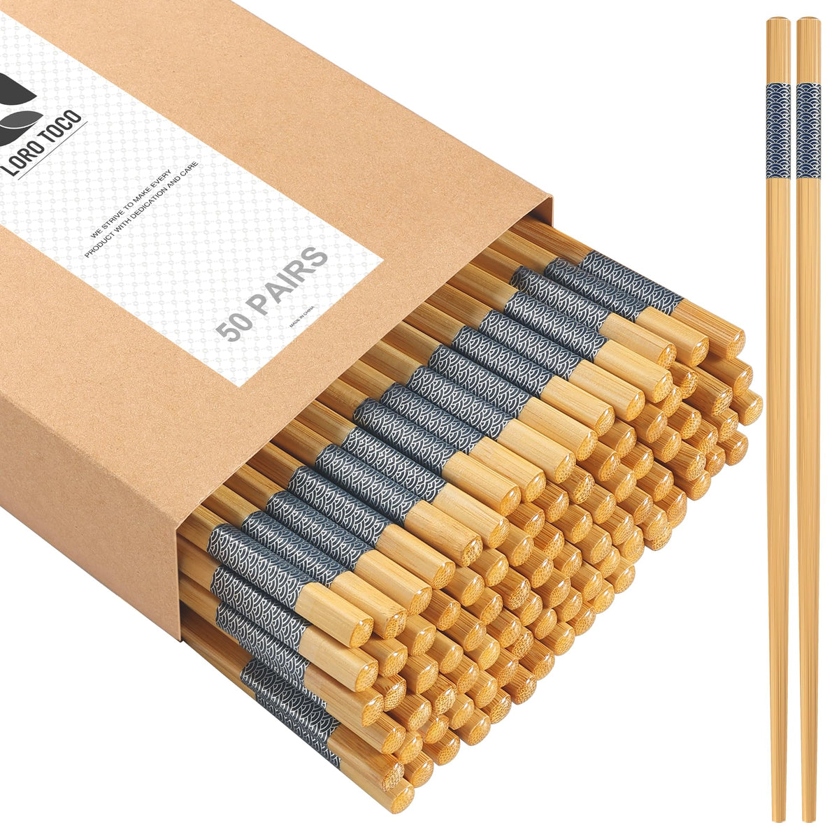 50 Pairs Bamboo Chopsticks Disposable | Separated | Reusable | Bulk Cooking Chop Sticks - ?9.45in?