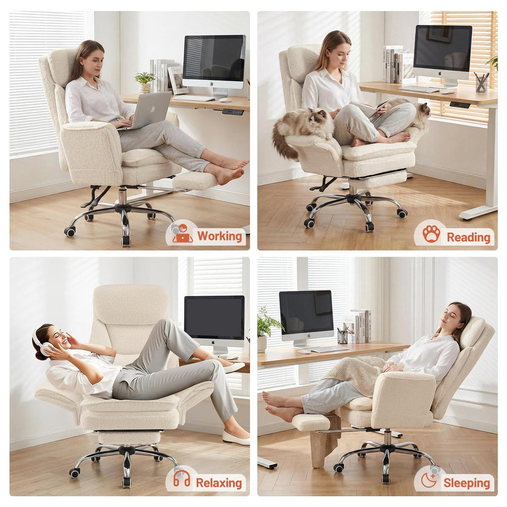 Furniliving Criss Cross Office Chair with Armrests & Wheels, Big and Tall Office Chair with Footrest, Flip Armrests for Pets, Wider Seat Cross
