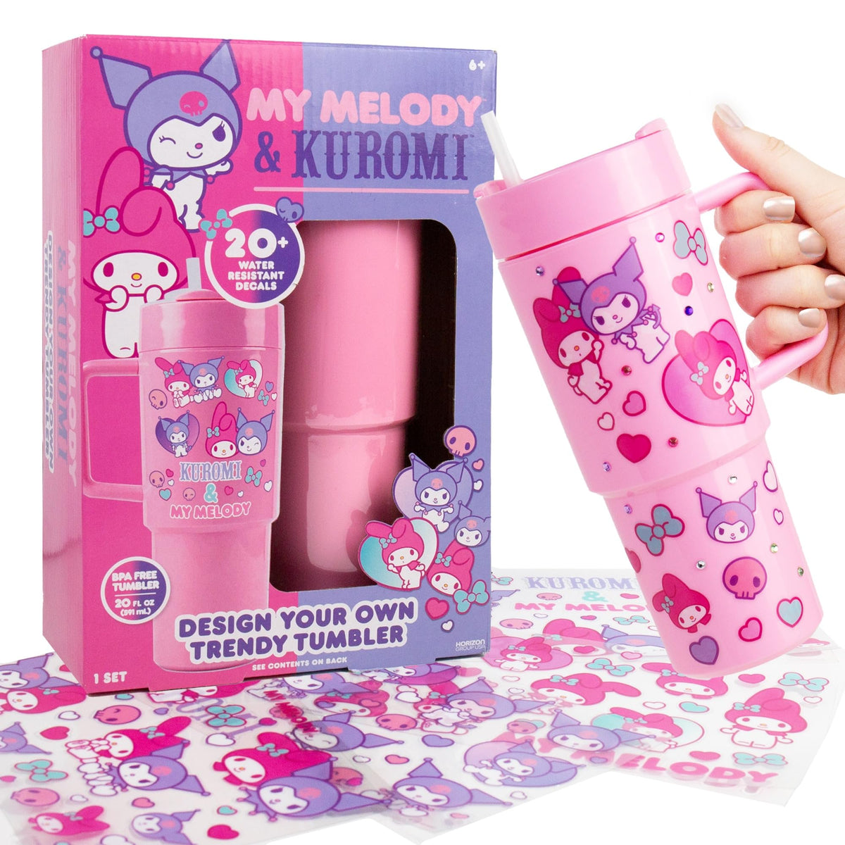 My Melody & Kuromi Design Your Own Trendy Tumbler, 20 oz. BPA-Free