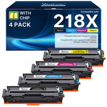 218A 218X Toner Compatible for HP 218X Toner Cartridges 4 Pack——High Yield 218X Toner Replacement for Hp Color LaserJet Pro MFP 3301fdw 3301sdw 3301cdw 3201dw Printer Ink Set (BCMY) 218X 218A Toner