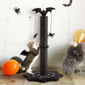 Gothic Cat Scratching Post with Spider Dangling Toys for Indoor Cats, Sisal Scratch Pole, Durable Monster-Themed Scratch Post, Suitable for Kittens and Large Cats, Black
