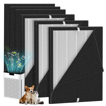 KJ190L Filter Replacement Compatible with MOOKA KJ190L Pet Air Purifier for Large Room with 2000 Ft²,3 KJ190L Replacement Filters and 6 Washable Washable Pre-Filters