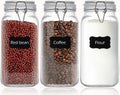 Clear Food Storage Jars 78oz Square, Airtight Glass Canister with Lids Set of 3, Kitchen & Pantry Organization Food Storage Container for Canning, Sugar, Flour, Candy, Cereal, Coffee
