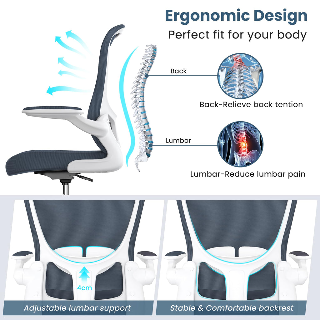 Drafting Chair, Tall Office Chair with Flip-up Armrests Executive Ergonomic Computer Standing Desk Chair, Office Drafting Chair with Lumbar