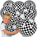 SCIONE 12 Pack 12 Inch Black and White Beach Balls, Checkered Flag Themed Inflatable Beach Ball Bulk Race Car Party Favors, Birthday Party Supplies for Summer Pool Party Decoration