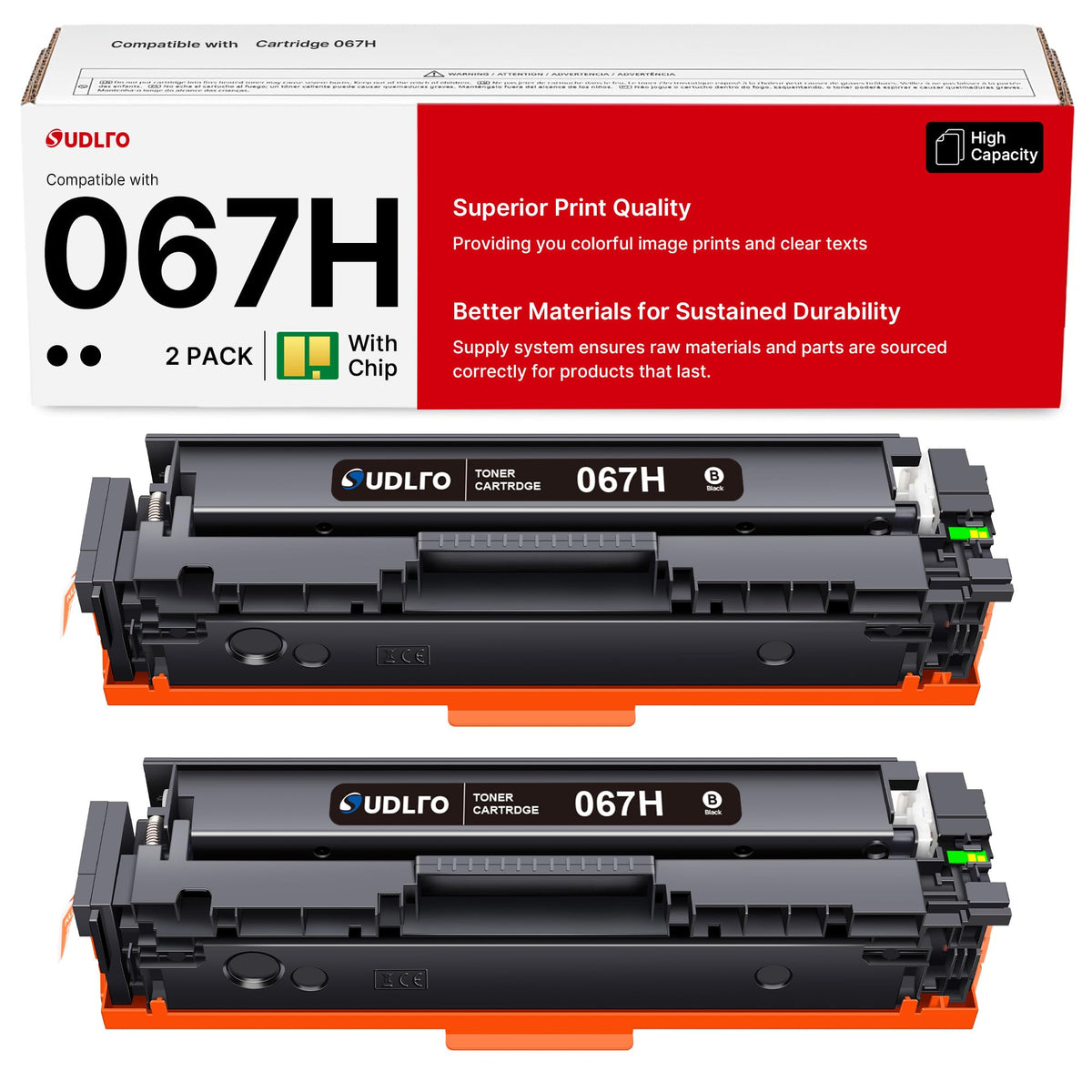067H 067 Black Toner Cartridge - 067 Toner High Yield Replacement for Canon 067 067H Toner Cartridge Set to Work with Canon MF656CDW MF654CDW LBP632CDW MF653CDW Printer | 2 Pack 067H Black Toner