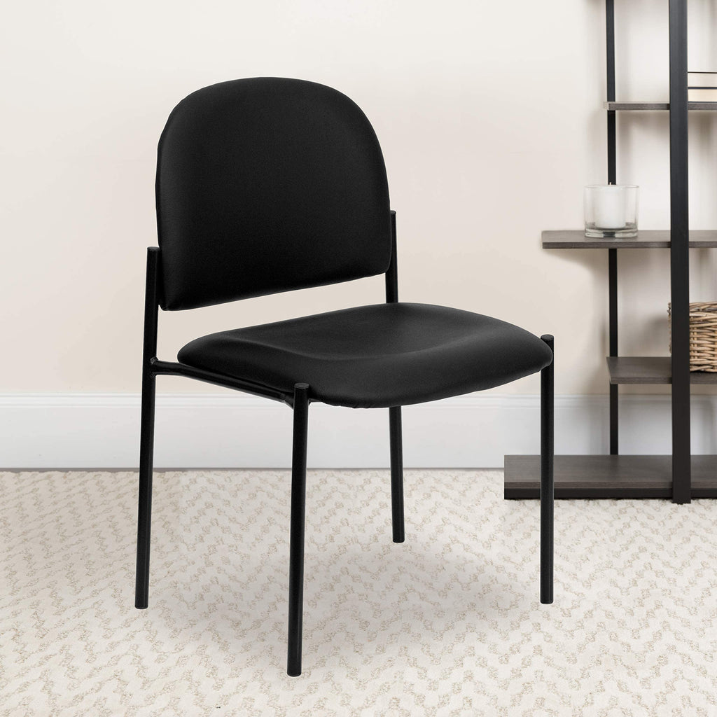 Flash Furniture Tania Comfort Vinyl Upholstered Stackable Side Reception Chair with Padded Seat, Modern Stackable Chair for Living Room/office,