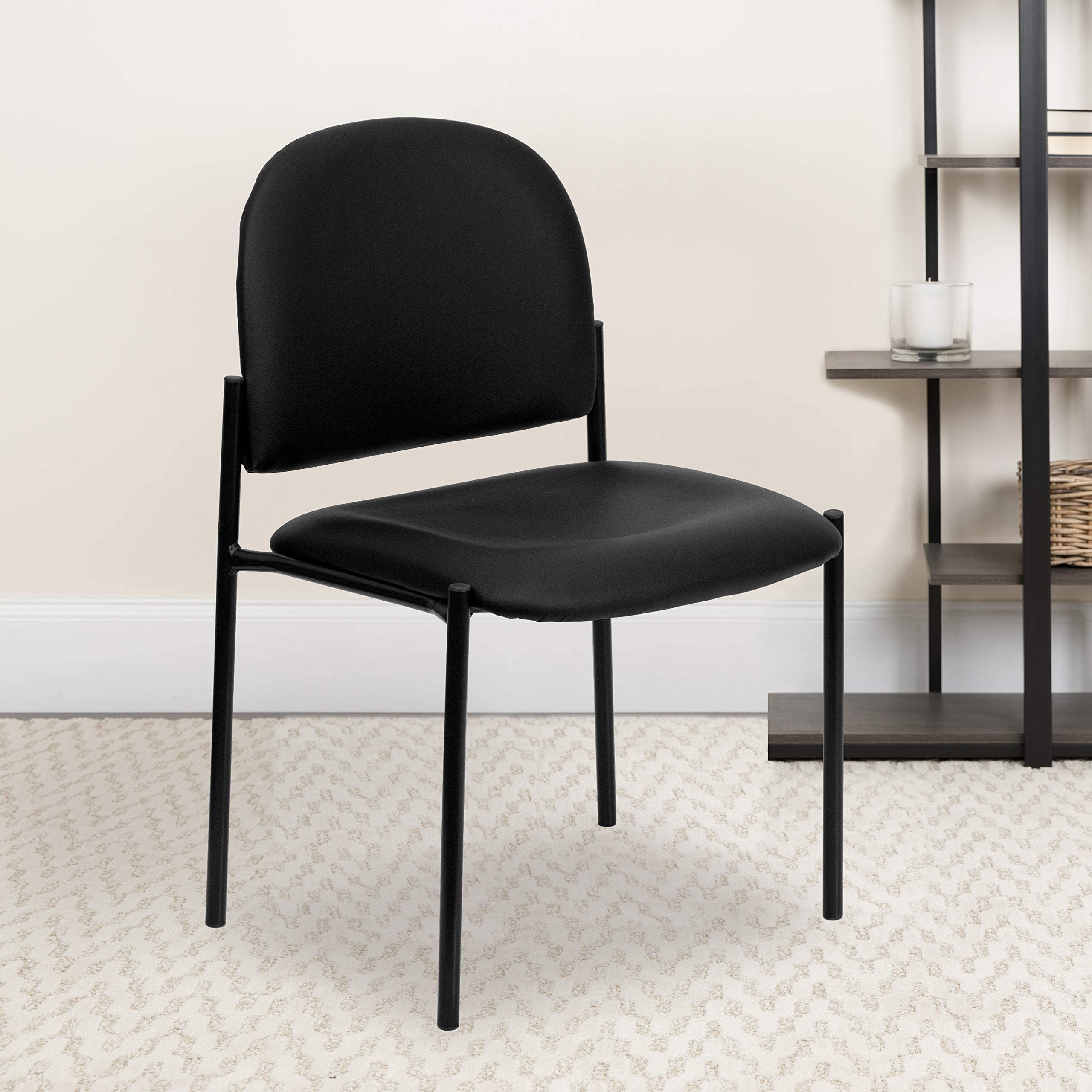 Flash Furniture Tania Comfort Vinyl Upholstered Stackable Side Reception Chair with Padded Seat, Modern Stackable Chair for Living Room/office,