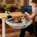 L&W BROS.Cat Desk Bed – Supports Up to 50 lbs, 18"x18"Removable Machine-Washable Plush Cover, Comfortable Cat Perch for Indoor, Space-Saving Foldable Design Cat Bed for Gaming Desks, Home Office