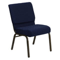 Flash Furniture Hercules Series 21''w Stacking Church Chair in Navy Blue Dot Patterned Fabric - Gold Vein Frame, Set of 1, Navy Blue Dot