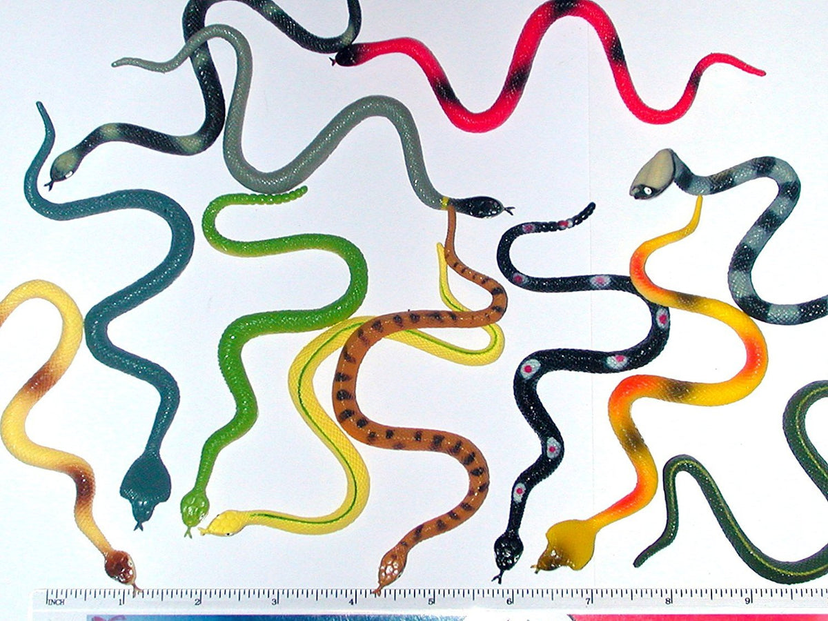 Rhode Island Novelty 6 Inch Rain Forest Rubber Snakes Set of 12