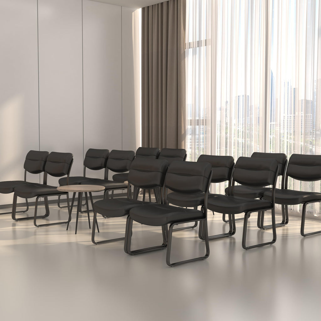 Boss Office Products B9539 Leather Sled Base Side Chair in Black, 250, unspecified