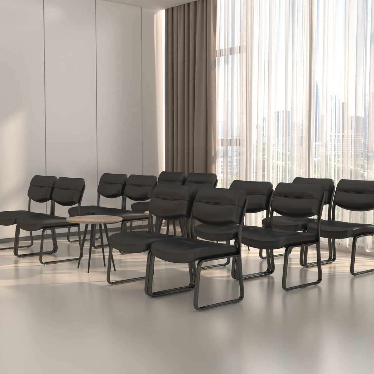 Boss Office Products B9539 Leather Sled Base Side Chair in Black, 250, unspecified