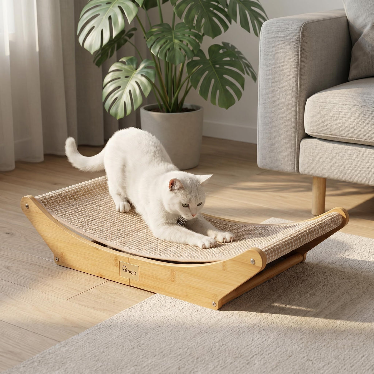 Sisal Cat Scratcher Bed, Cat Hammock Lounge, Cat Furniture & Nail File Scratcher, Scratching Post for Indoor Adult Cats