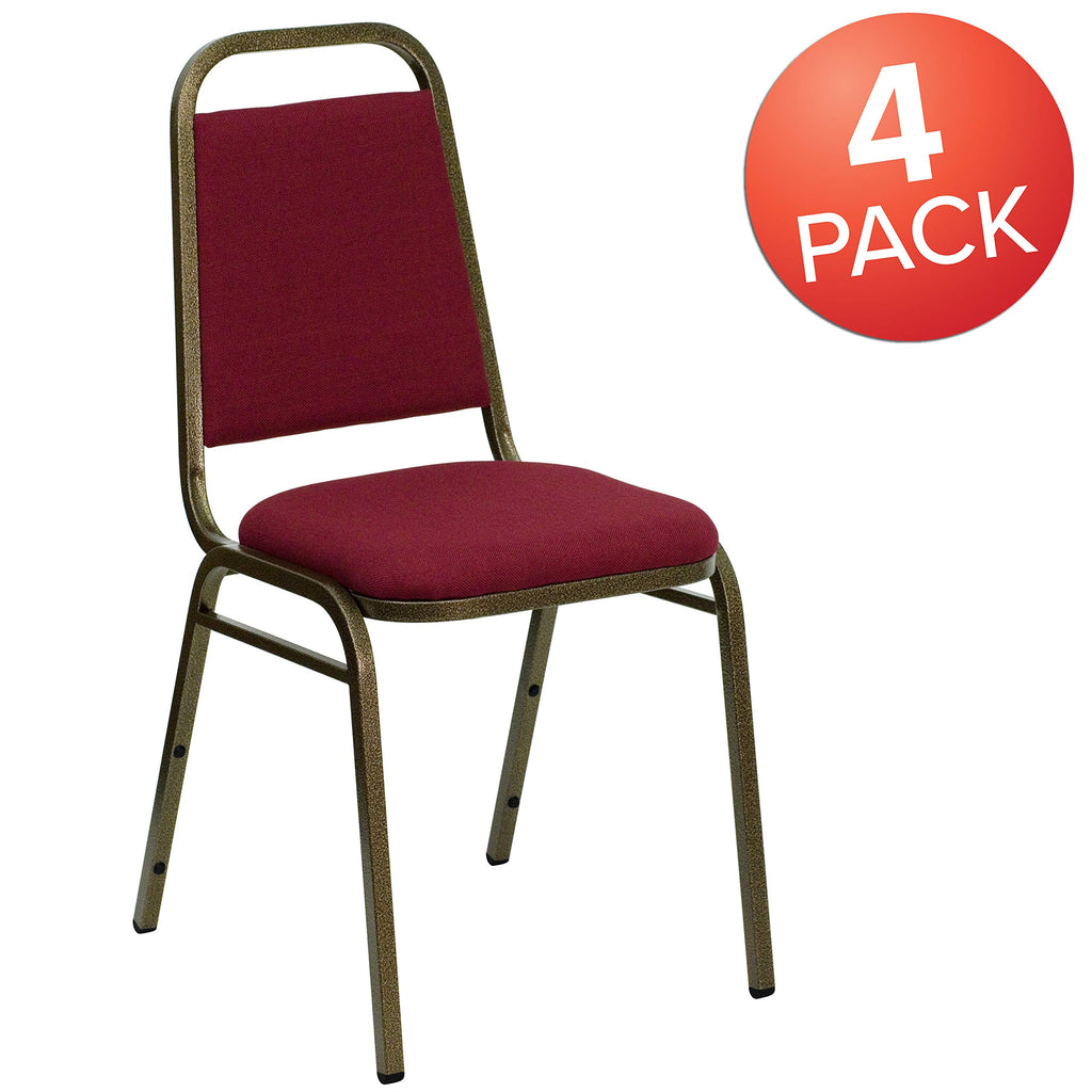 Flash Furniture Hercules Fabric Banquet Chair, Burgundy, 4-pack, Set of 4, Burgundy Fabric/gold Vein Frame