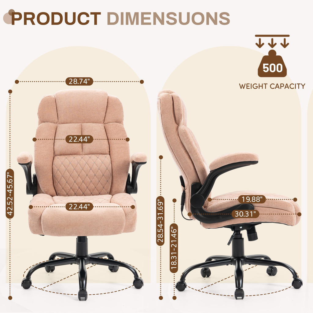 Massage Office Chair,500lbs Ergonomic Rocking Executive Desk Chairs with 4 Points Vibration&heat,padded Flipup Armrests for Big and Tall Office