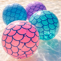 FUTUREPLUSX 4PCS Beach Balls, 10 Inch Inflatable Pool Balls Mermaid Party Decorations for Summer Beach Party