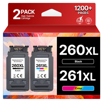 260XL 261XL Replacement for Canon 260 and 261 Ink Cartridges PG-260 Black CL-261 Work with Canon Pixma TS6420a TS6420 TS6400 TR7020a TS5320 TR7000 TS5300 TR7020 Printer(2 Pack-1 Black,1 Tri-Color)