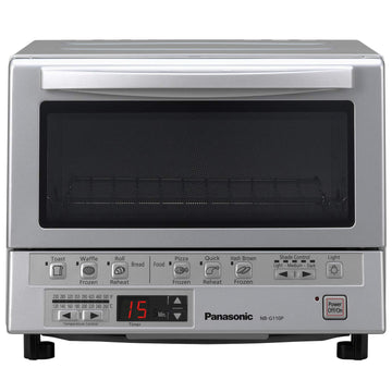 Panasonic FlashXpress Compact Toaster Oven with Double Infrared Heating, Crumb Tray and 1300 Watts of Cooking Power - 4 Slice Countertop Toaster Oven - NB-G110P (Stainless Steel) (Renewed)