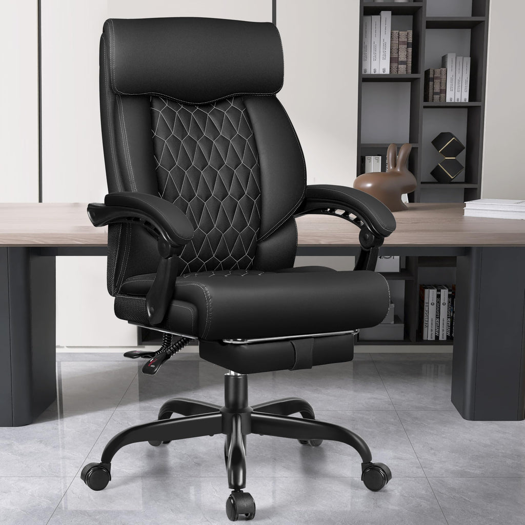 Office Chair, Big and Tall Office Desk Chair, Reclining Office Chair with Footrest Home Office Desk Chairs, High Back Ergonomic with Lumbar