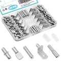 144 Pcs Shelf Pins Pegs Kit,5 Styles Metal Shelf Support Pegs,Cabinet Pegs for Shelves,Dual Diameter Shelf Pins with Silicone Covers,Shelf Bracket Holders for Furniture Glass Corner & Wood Shelves