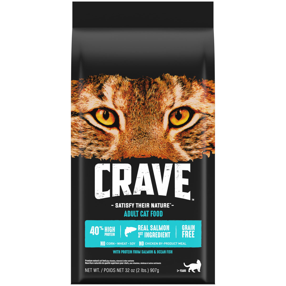 CRAVE Grain Free Adult High Protein Natural Dry Cat Food with Protein from Salmon & Ocean Fish, 2 lb. Bag