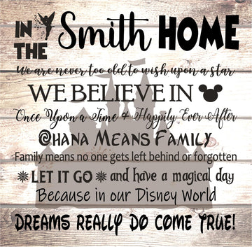 Disney Inspired Wall Decor, Christmas Gift, FRAMED handwrapped Canvas, Disney Home Sign, Rustic Wall Decor, We Do Disney, Personalized With Family Name, Great Birthday Or Housewarming Gift