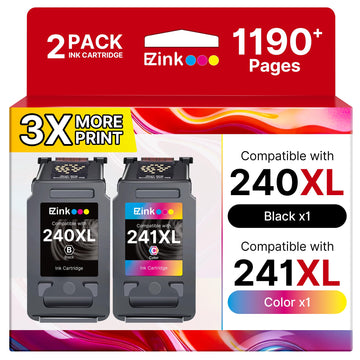 PG-240XL/CL-241XL Ink Cartridge Replacement for Canon 240XL 241XL Combo Pack 240XL 241XL Works with PIXMA TS5120 MG2120 MG3620 MG3520 MG3522 MX452 MX472 MX512 MX532 Printer (1 Black, 1 Tri-Color)