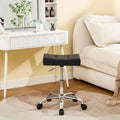 Firavoe Office Stool with Wheels (300lbs Capacity) (adjustable Height 17-21 Inch) Black Faux Leather Workbench Stool (black)
