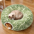 Meowfia Indoor Cat Tunnel with Donut Bed - Large Flexible Play Space for Multiple Pets - Circle or Snake Shape, Cozy Lounge (Jungle Nest)