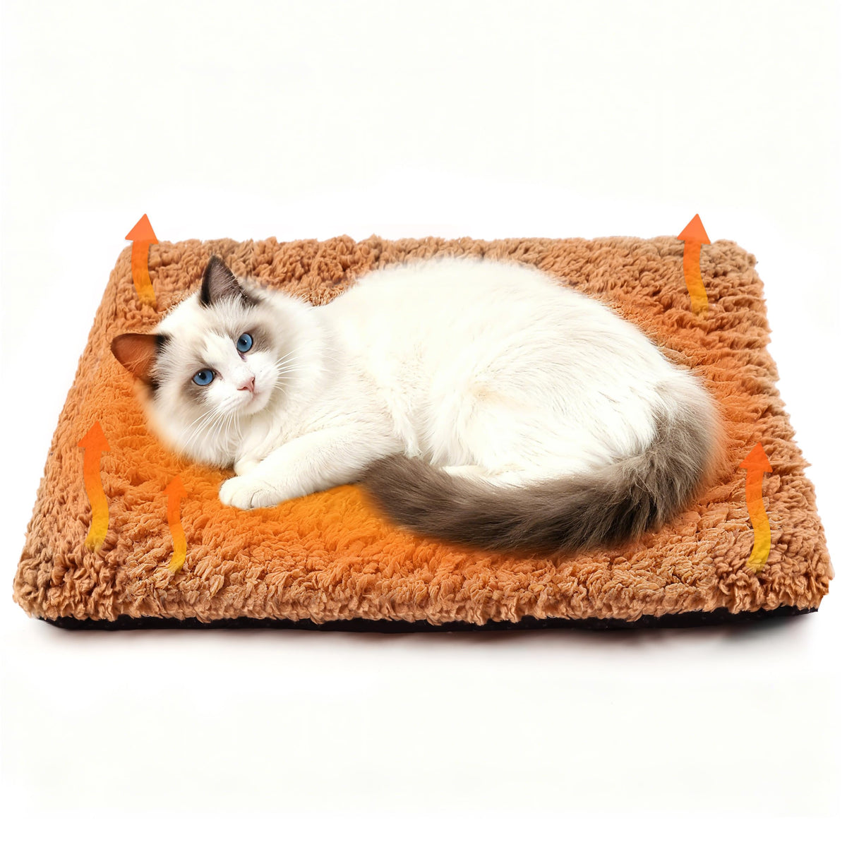 PatiencET Self Warming Cat Bed for Indoor Cats 14'' x 20'' - Cozy Fleece Heating Pad, Non-Electric Thermal Mat for Small Pets, Washable Soft Cushion for Winter Comfort and Warmth Khaki