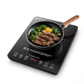 AMZCHEF Portable Induction Cooktop, 20 Temperature & Power Levels, 1800W