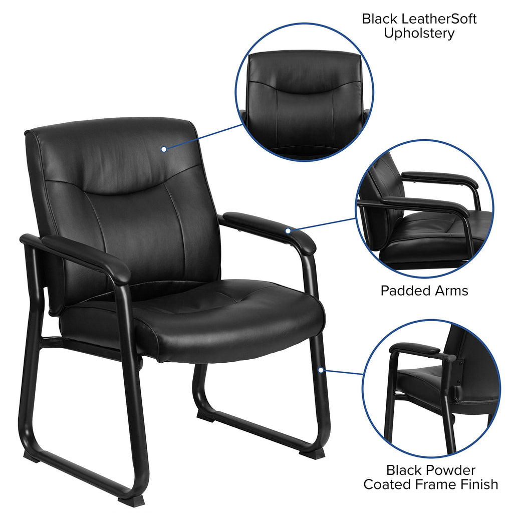 Flash Furniture Hercules Leathersoft Reception Side Chair, Black, Set of 1