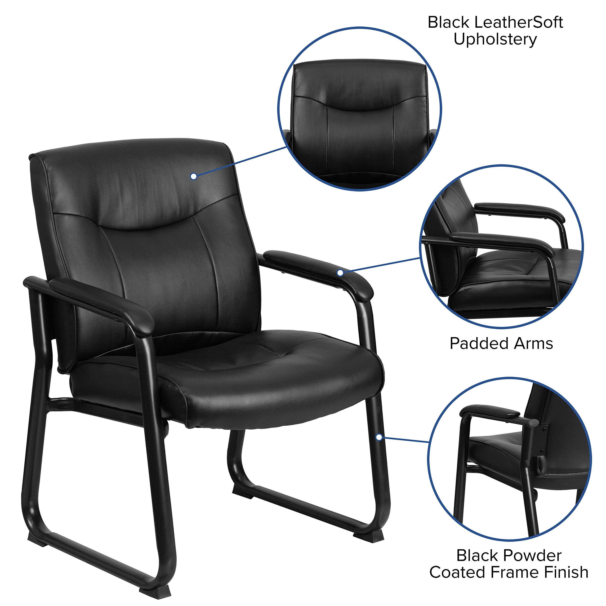 Flash Furniture Hercules Leathersoft Reception Side Chair, Black, Set of 1