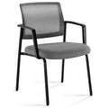 Simple Deluxe Guest Waiting Room Office Arm Chairs, Mesh Back & Ergonomic Support, Stacking Padded Fabric Seat, No Wheel for Reception Meeting