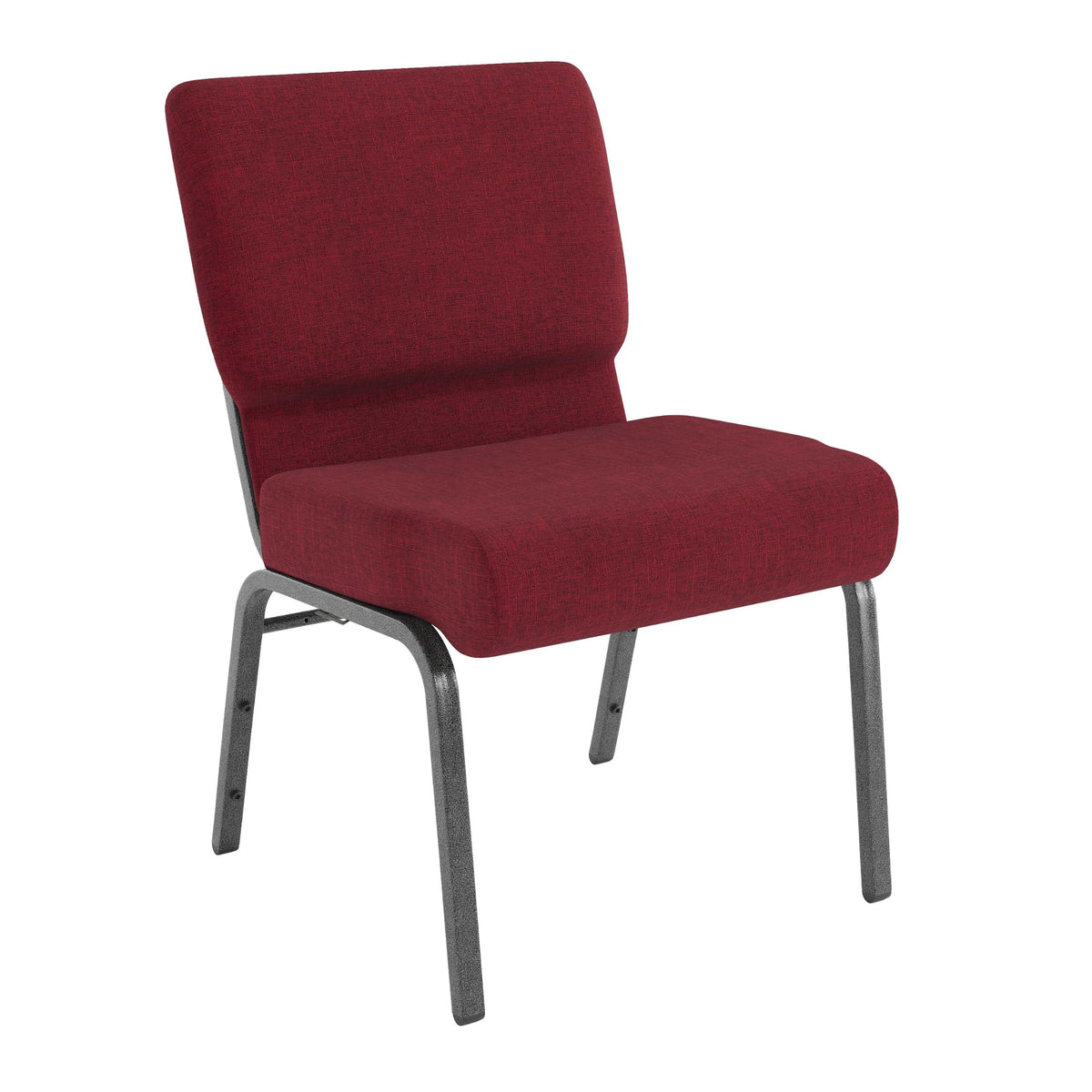 Flash Furniture 4 Pack Hercules Series 21''w Stacking Church Chair in Crimson Fabric - Silver Vein Frame, Set of 4, Crimson Fabric/silver Vein