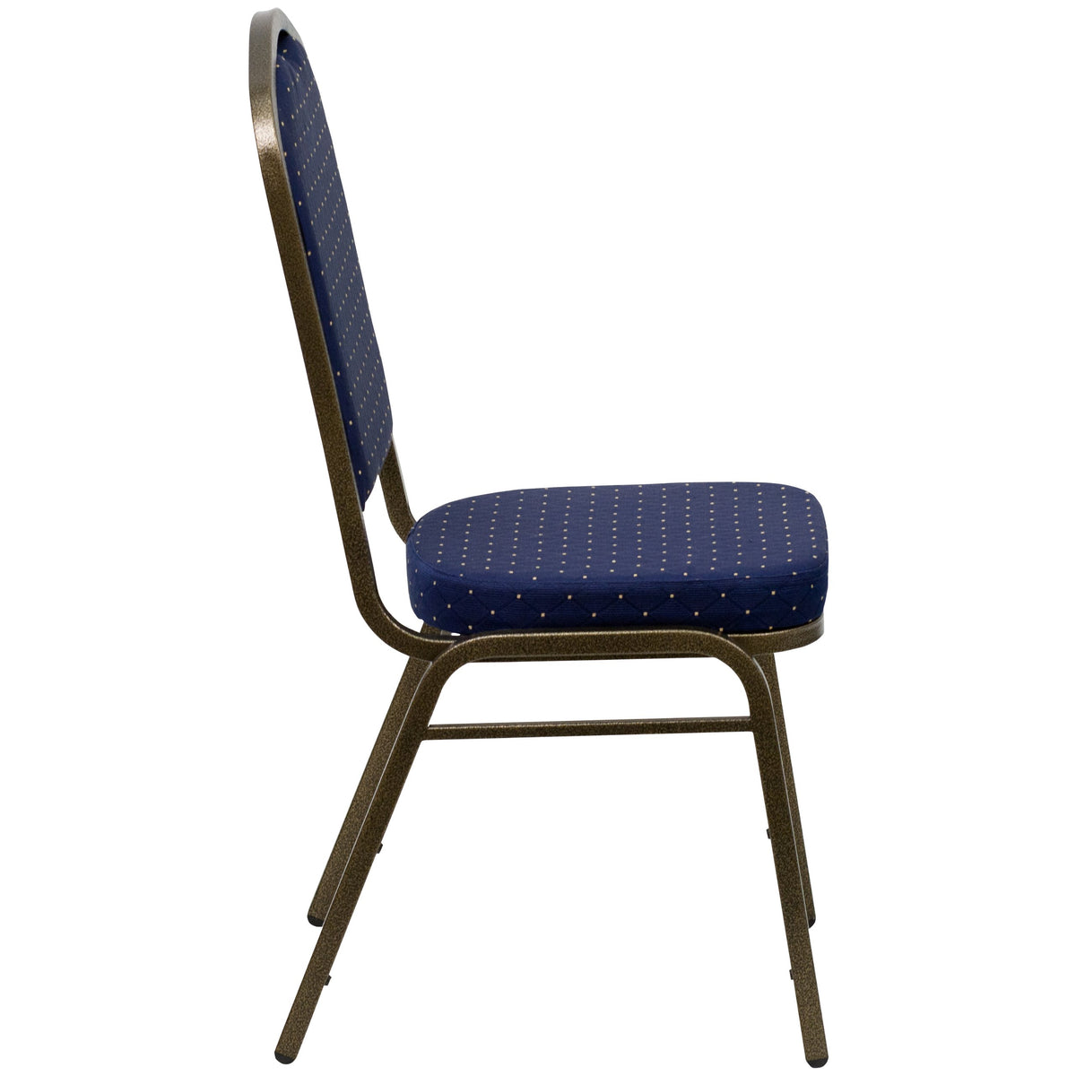 Flash Furniture Hercules Fabric Crown Back Banquet Chair, Navy Blue, 4-pack, Set of 4, Navy Blue Dot Patterned Fabric/gold Vein Frame