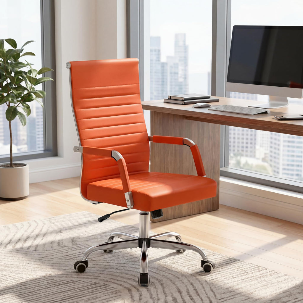 Furmax Ergonomic Office Desk Chair, Orange, 2-pack, 25.8" x25.8" x39.3-42.4"