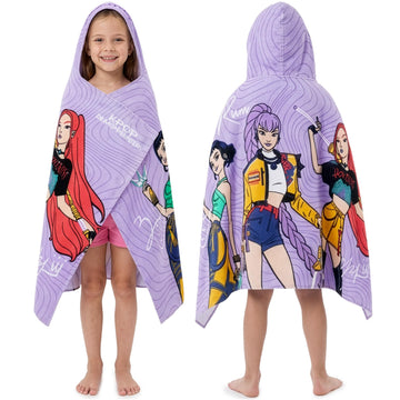 KPop Demon Hunters Bath Towels With Hood For Girls, 29.5 x 49.2 inch, Soft Absorbent Cotton Beach Towels, Swimming Pool Hooded Poncho, Shower Bath Travel Cozy Cute Gifts For Girls