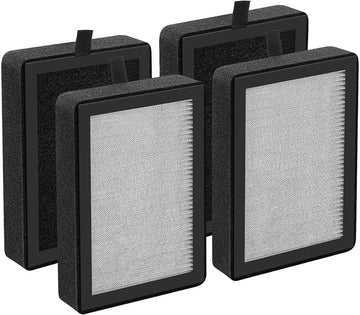 4 Pack LV-H128 Replacement Filter Compatible with LEVOIT LV-H128 / PUURVSAS (HM669A) / ROVACS (RV60) Air Purifiers, Middle Layer, Activated Carbon Layer and Pre-Filter