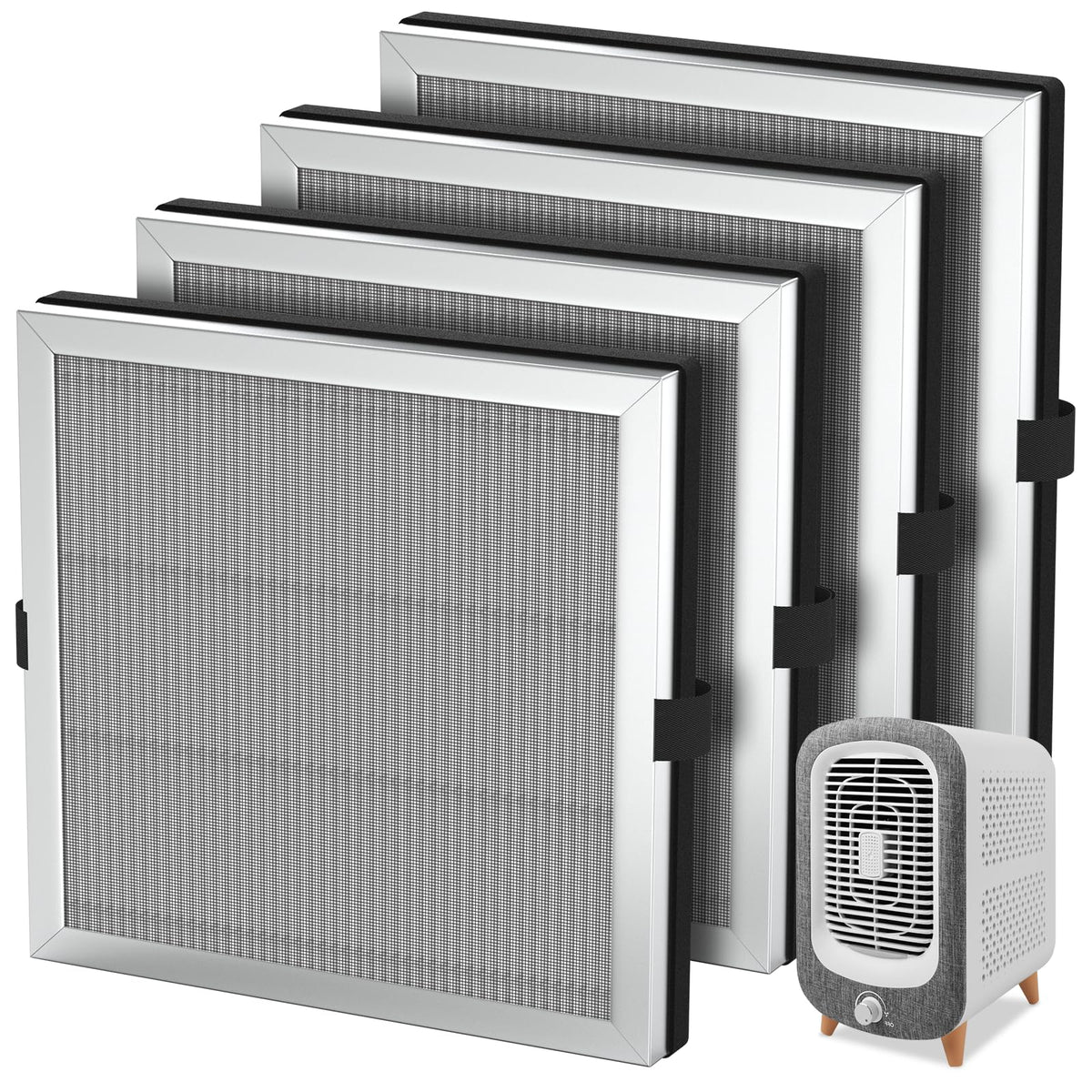 SAKEGDY 4-Pack JF180 Replacement Filter Compatible with JF180 Purifier, 4×Filters + 12×Aroma Pads