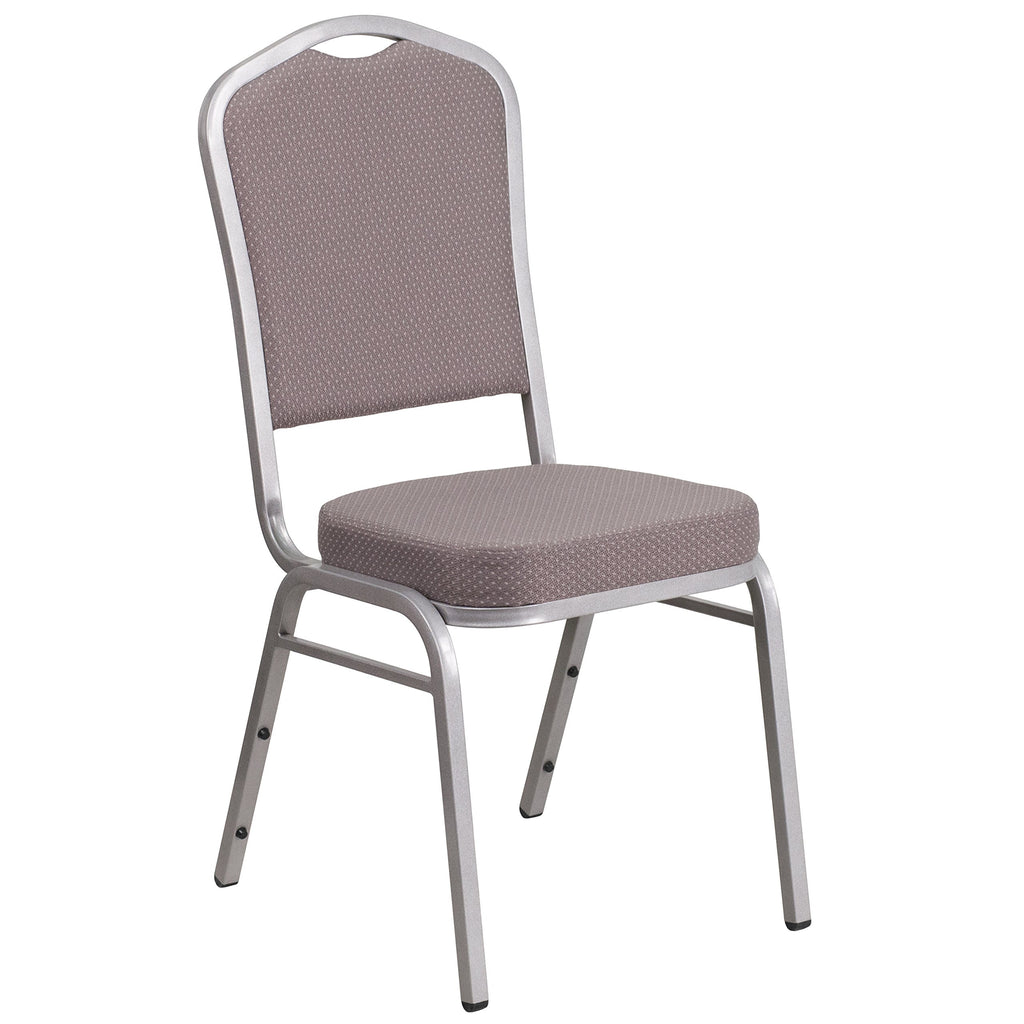 Flash Furniture Hercules Crown Back Stackable Banquet Chair, Silver, 4-pack, Set of 4, Gray Dot Fabric/silver Frame