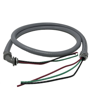 Sealproof Power Whip Assembly, 1/2-Inch x 6 Ft Nonmetallic Liquid Tight Flexible Electrical Conduit and 10 Gauge Wire Single Phase Preassembled A/C Hook-up Whip Kit, 1/2"
