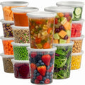 16 Sets Deli Containers with Lids – 16oz & 32oz – Leak Proof, Microwaveable, Dishwasher & Freezer Safe – Plastic Food Storage & Soup Containers